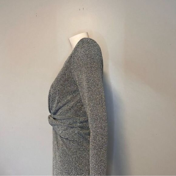 NWT Zara Mini Silver Dress With Metallic Thread Bloggers Favorite Size L - Picture 5 of 11
